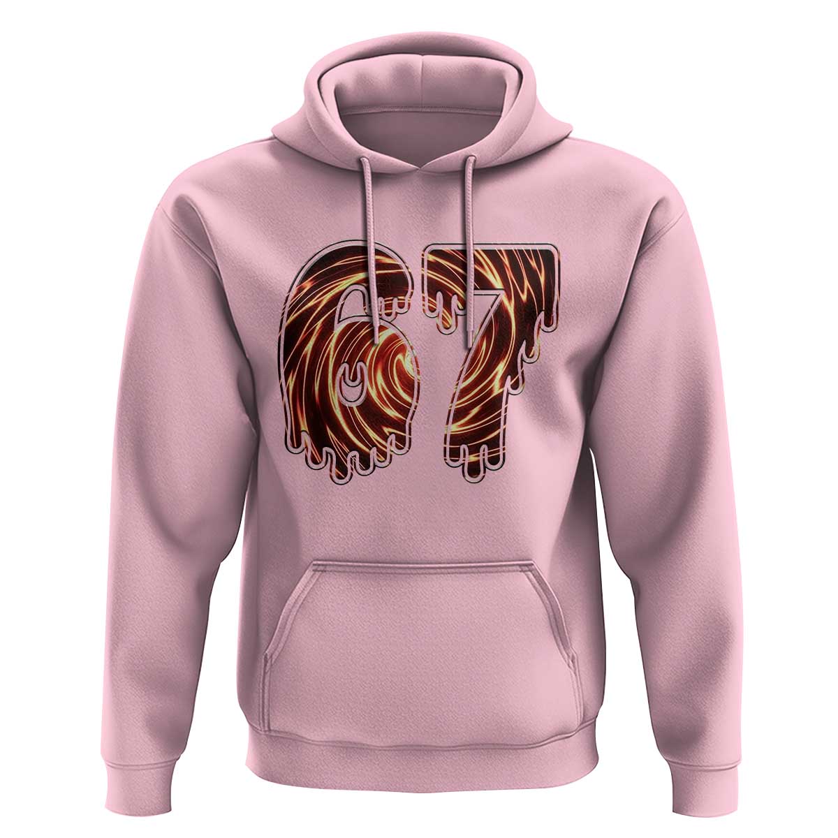Fire Swirl Effect Printed Hoodie Six Seven Meme