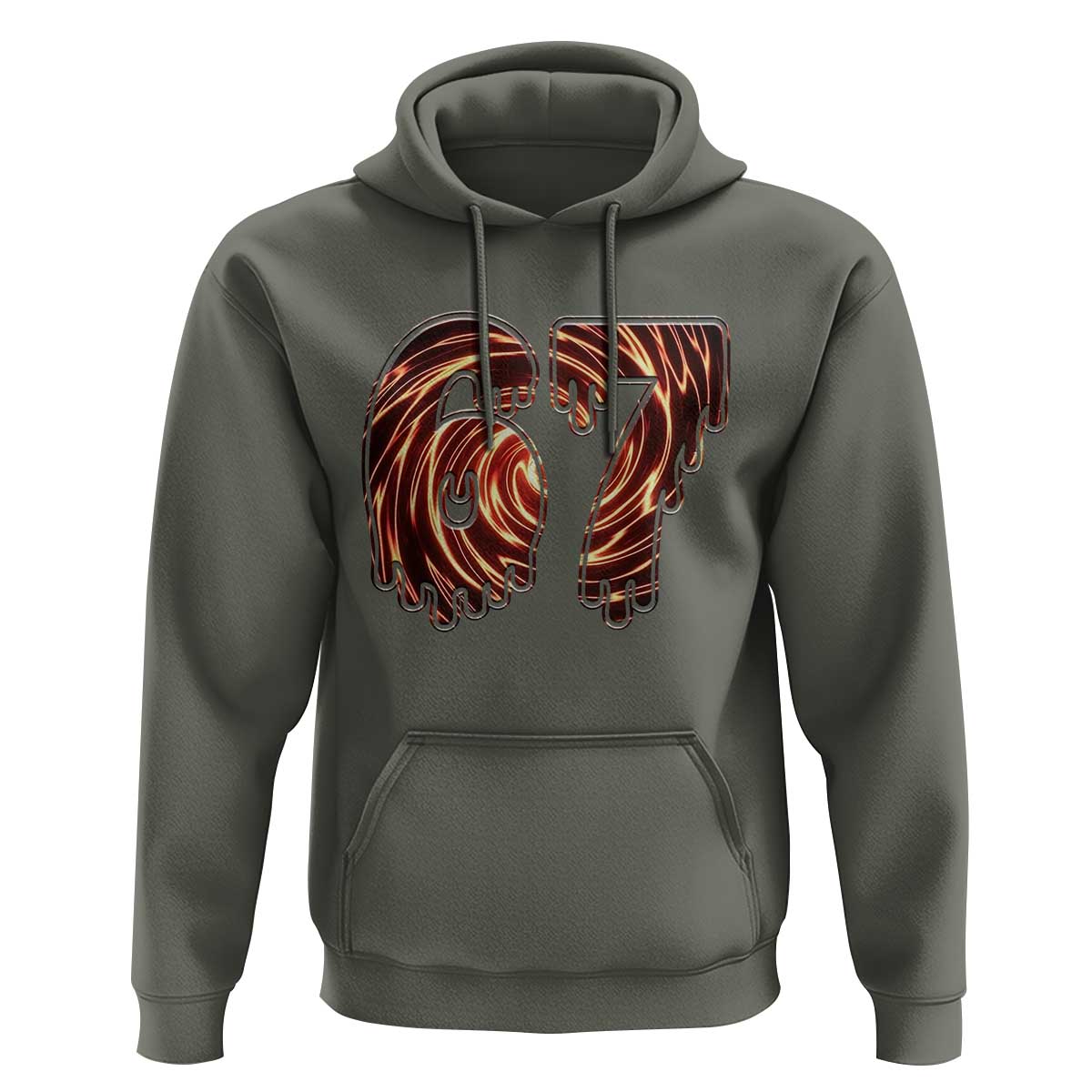 Fire Swirl Effect Printed Hoodie Six Seven Meme