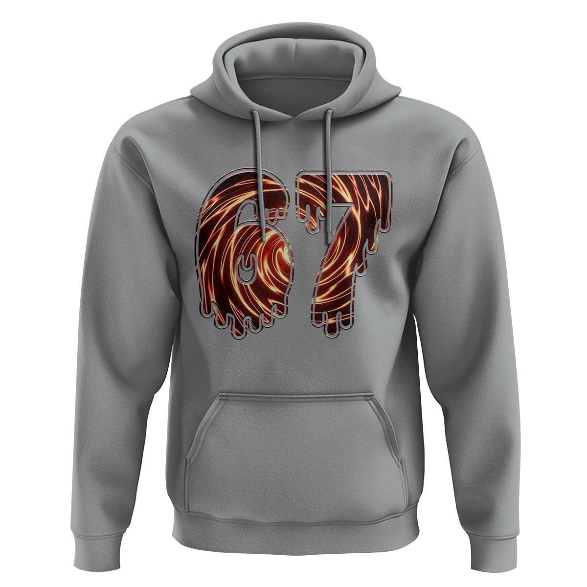 Fire Swirl Effect Printed Hoodie Six Seven Meme