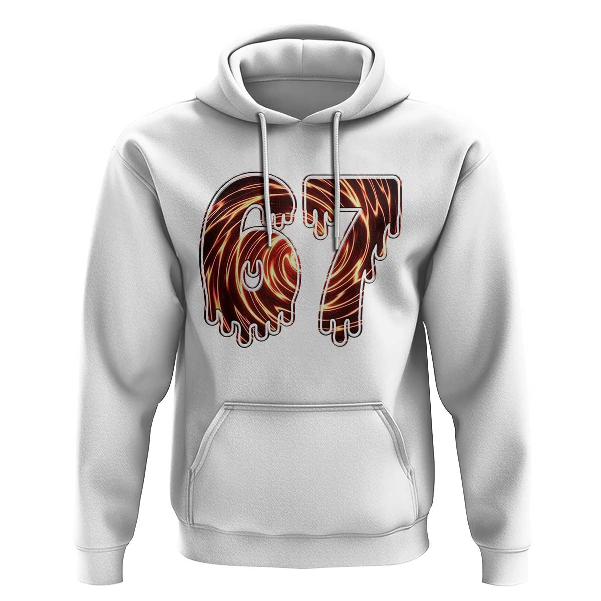 Fire Swirl Effect Printed Hoodie Six Seven Meme