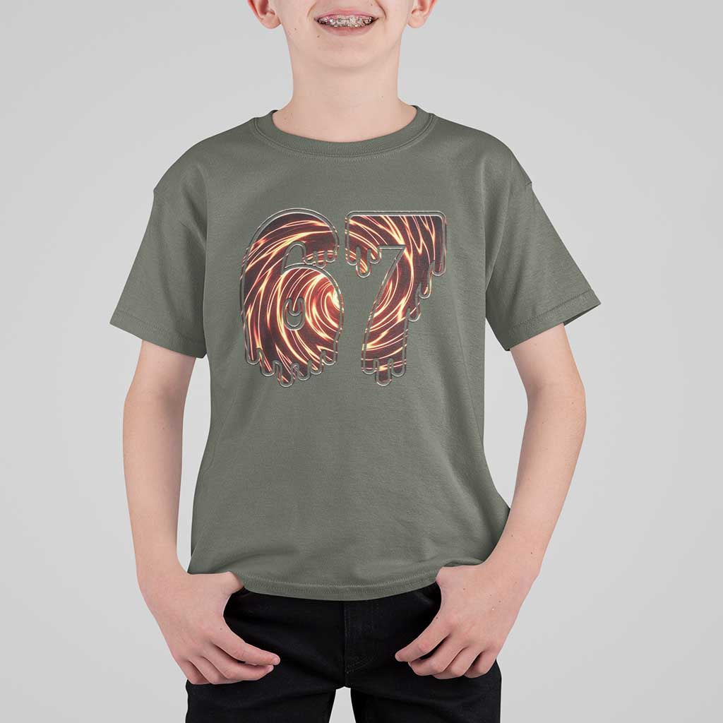 Fire Swirl Effect Printed T Shirt For Kid Six Seven Meme