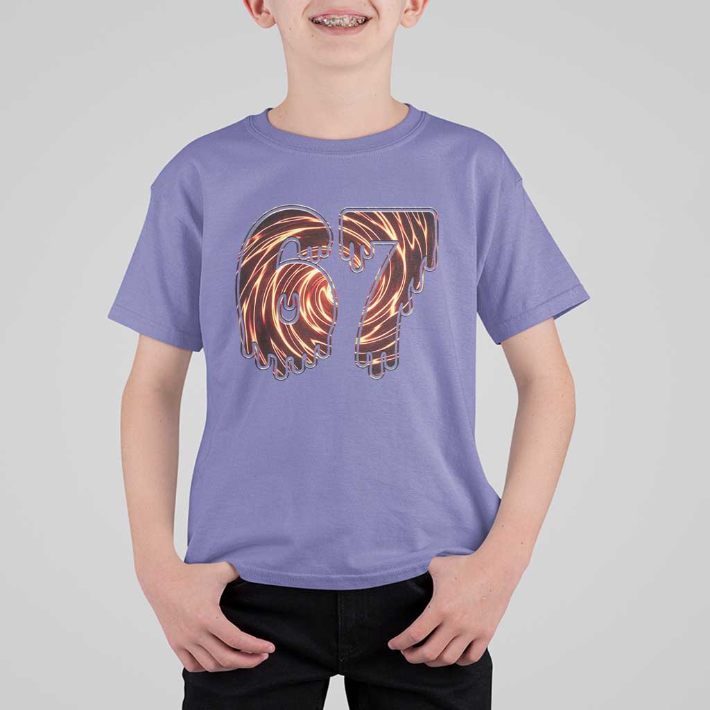 Fire Swirl Effect Printed T Shirt For Kid Six Seven Meme