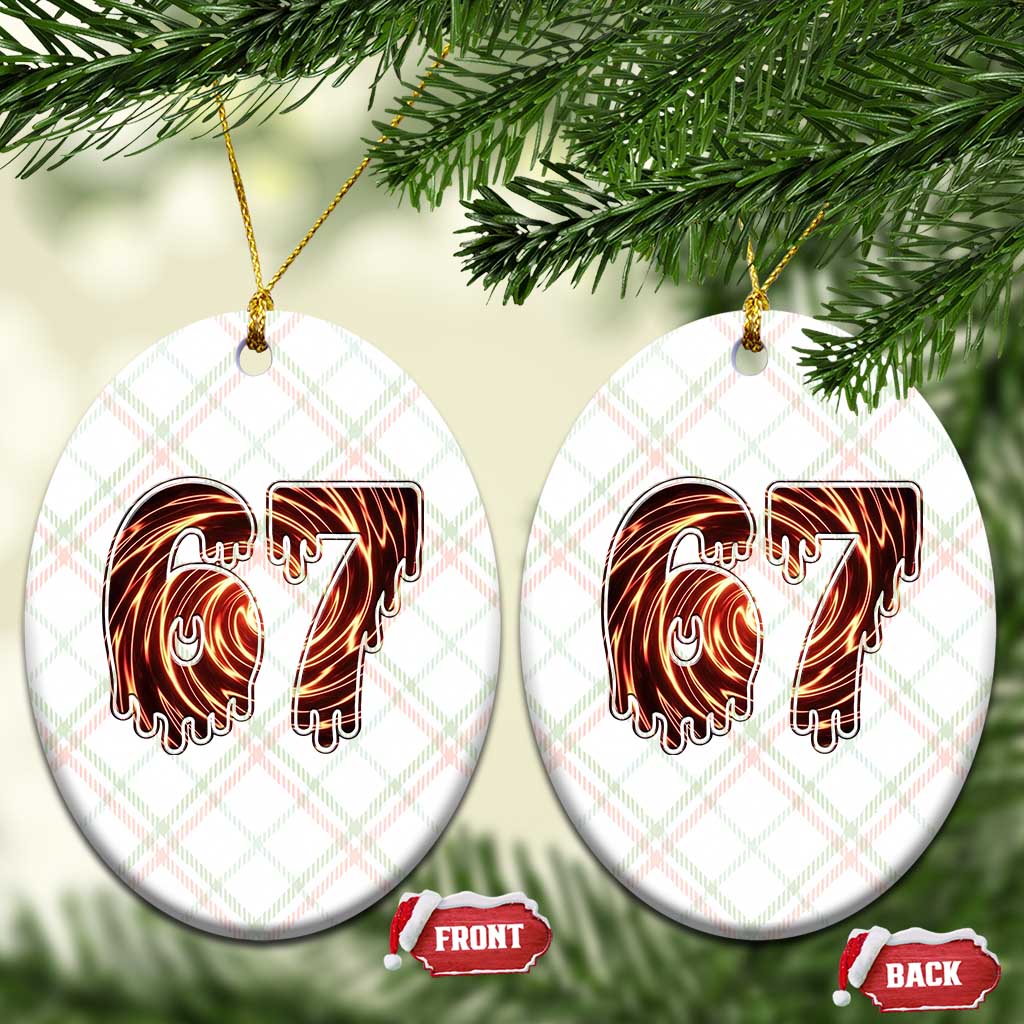 Fire Swirl Effect Printed Ceramic Ornament Six Seven Meme