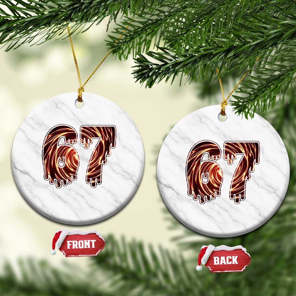 Fire Swirl Effect Printed Ceramic Ornament Six Seven Meme