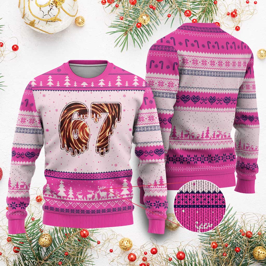 Fire Swirl Effect Printed Ugly Christmas Sweater Six Seven Meme