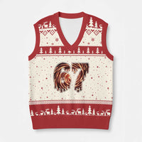 Fire Swirl Effect Printed V-Neck Knit Sweater Vest Six Seven Meme