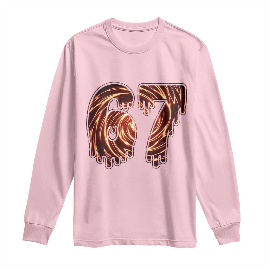 Fire Swirl Effect Printed Long Sleeve Shirt Six Seven Meme