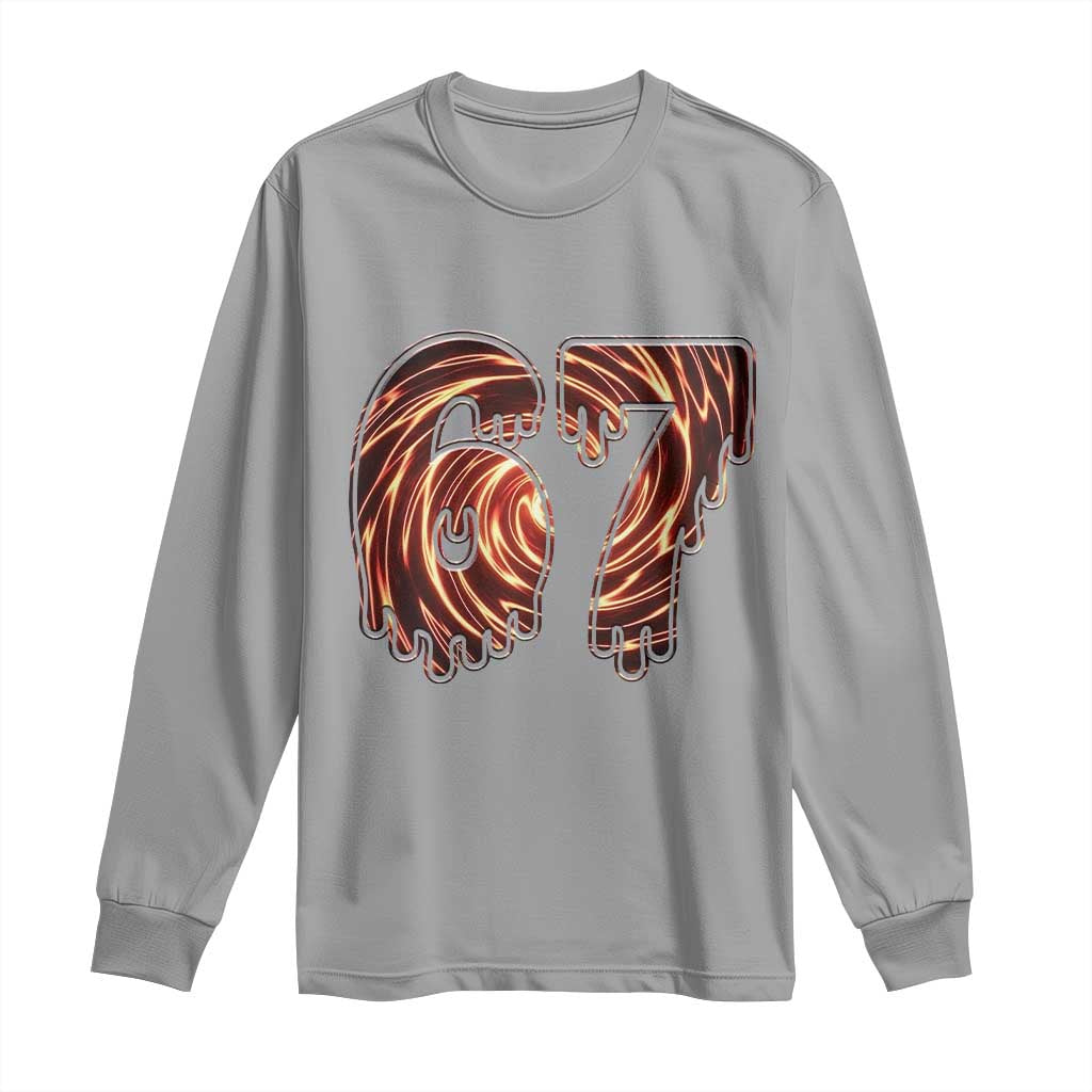 Fire Swirl Effect Printed Long Sleeve Shirt Six Seven Meme