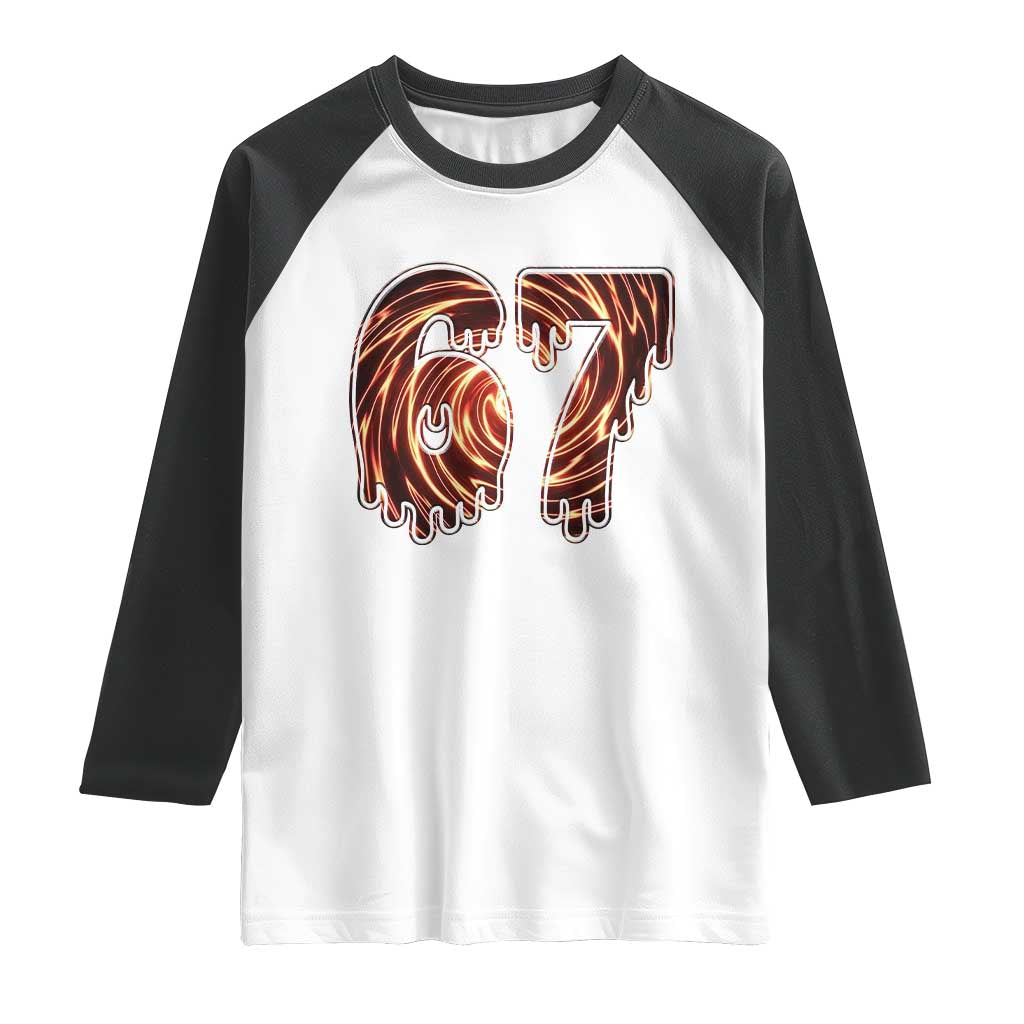Fire Swirl Effect Printed Raglan Shirt Six Seven Meme