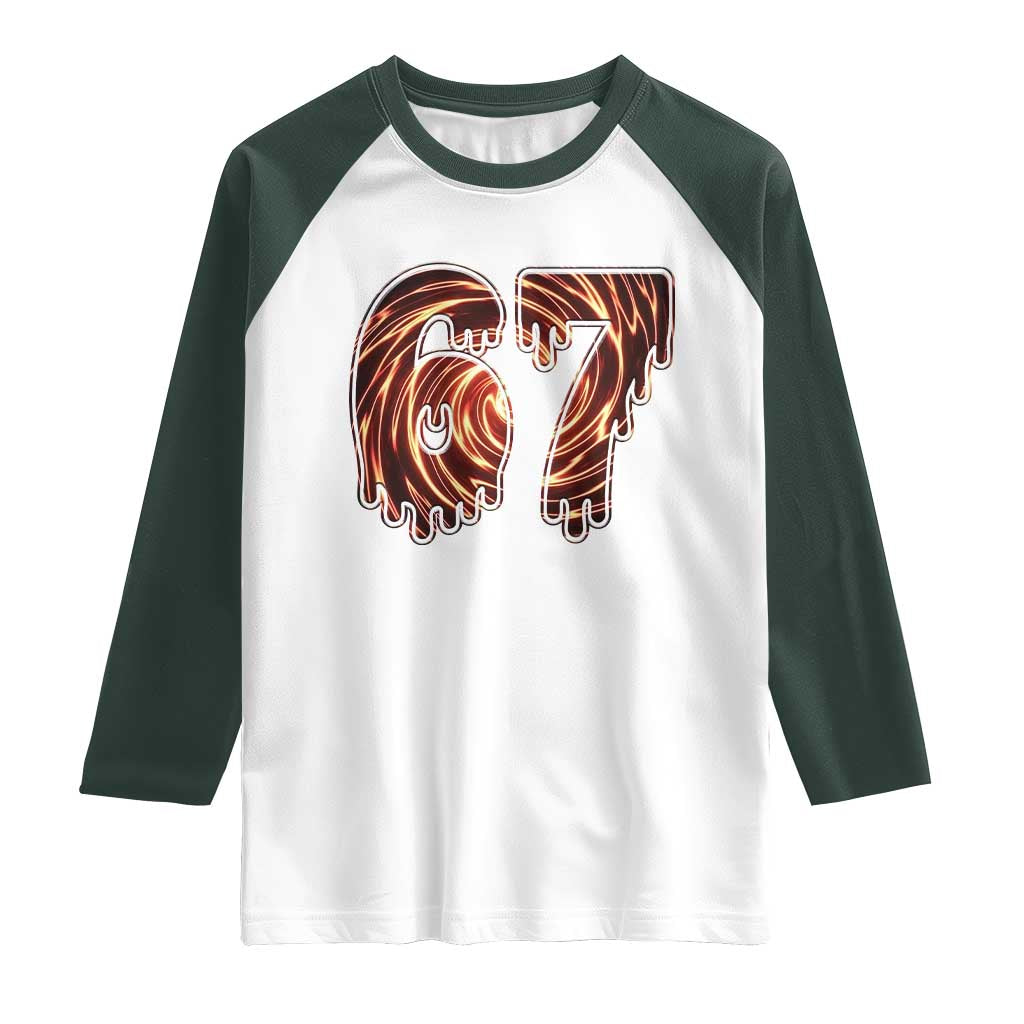 Fire Swirl Effect Printed Raglan Shirt Six Seven Meme