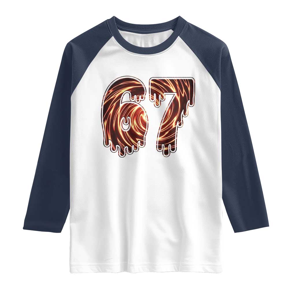 Fire Swirl Effect Printed Raglan Shirt Six Seven Meme