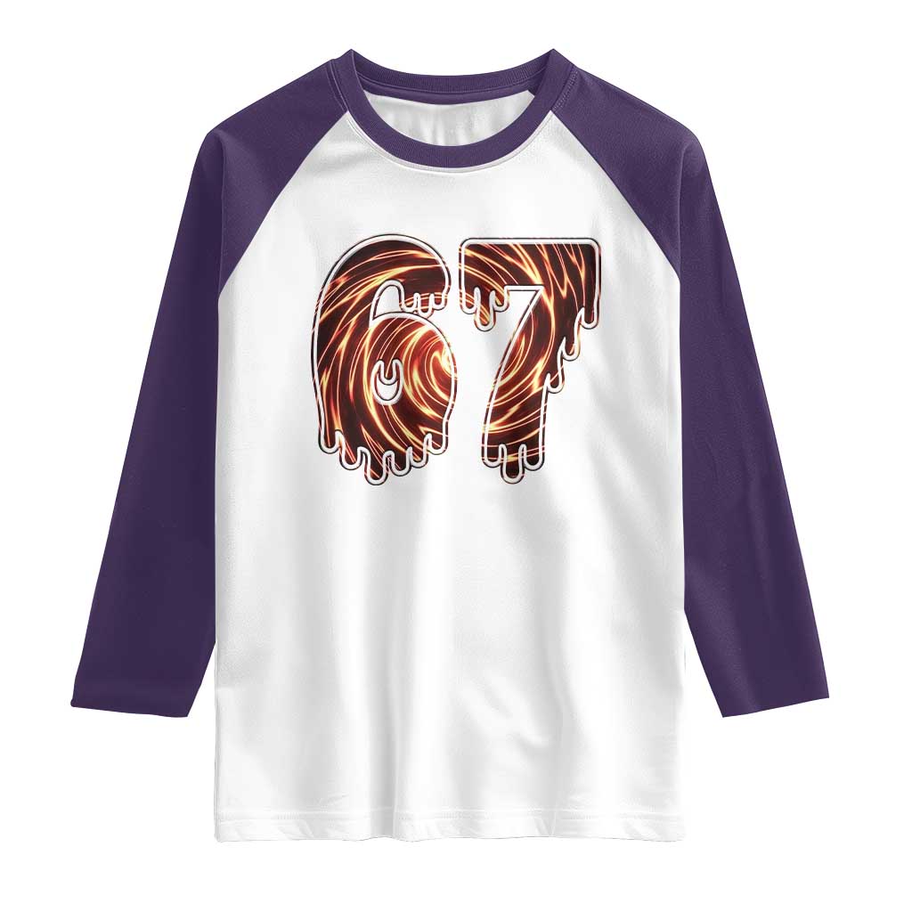 Fire Swirl Effect Printed Raglan Shirt Six Seven Meme