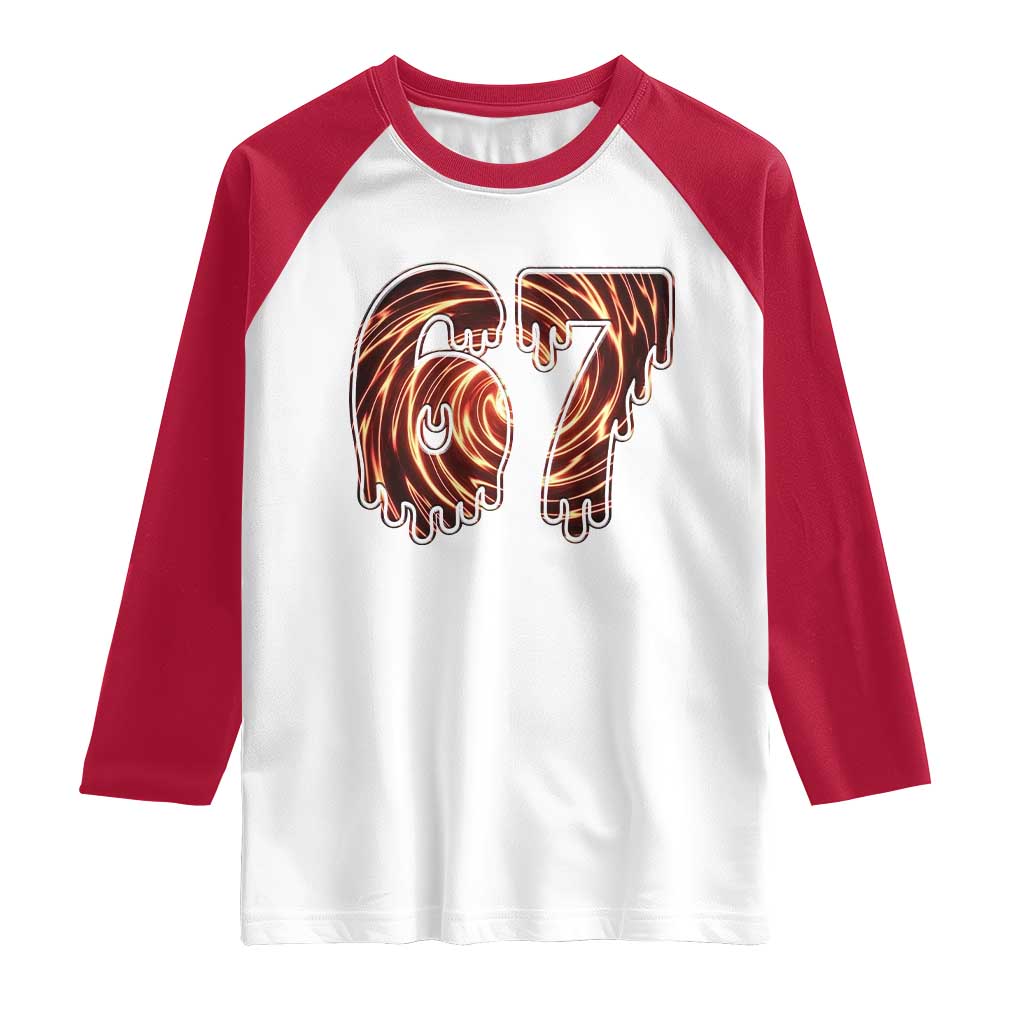 Fire Swirl Effect Printed Raglan Shirt Six Seven Meme