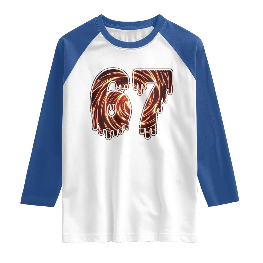 Fire Swirl Effect Printed Raglan Shirt Six Seven Meme