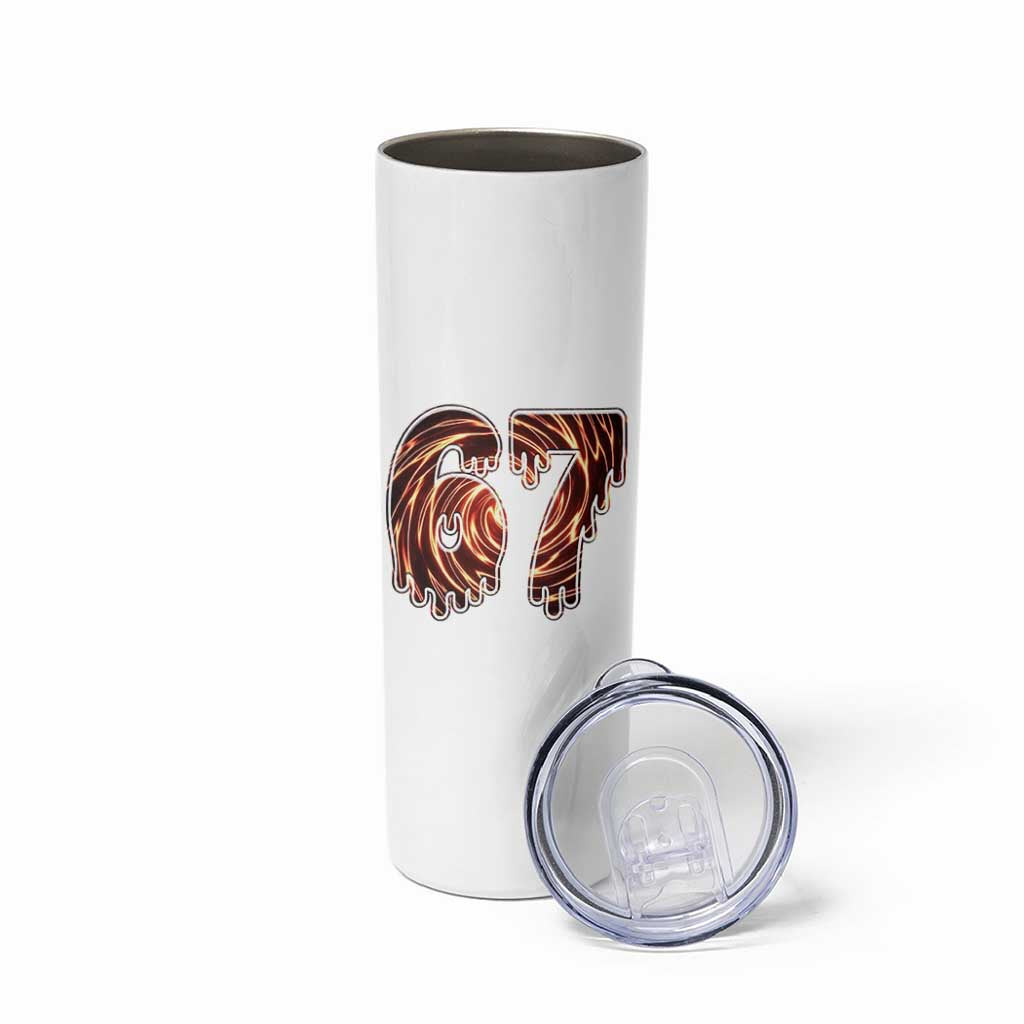 Fire Swirl Effect Printed Skinny Tumbler Six Seven Meme