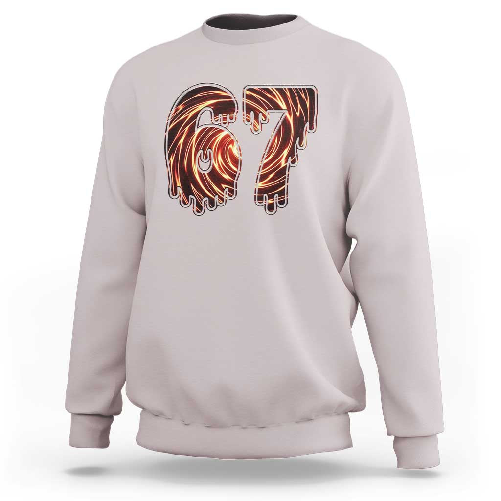 Fire Swirl Effect Printed Sweatshirt Six Seven Meme
