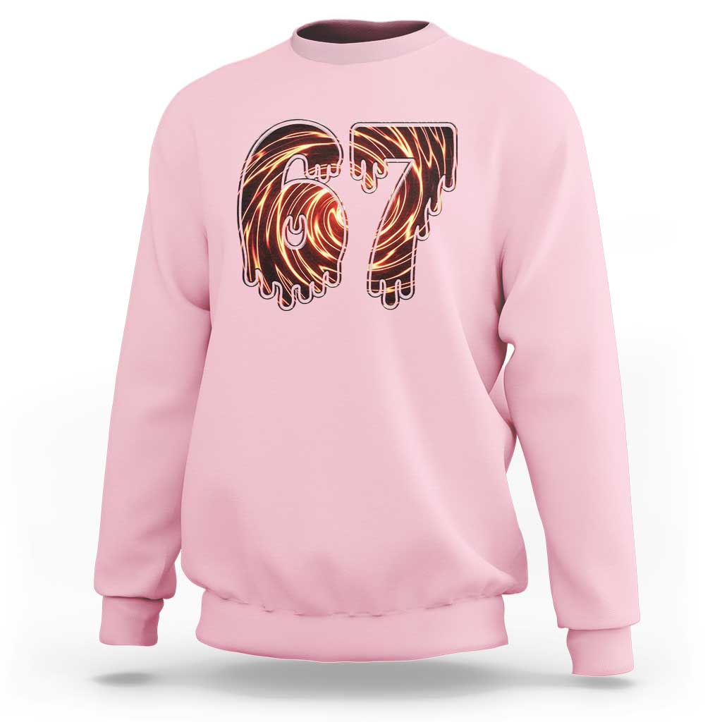 Fire Swirl Effect Printed Sweatshirt Six Seven Meme
