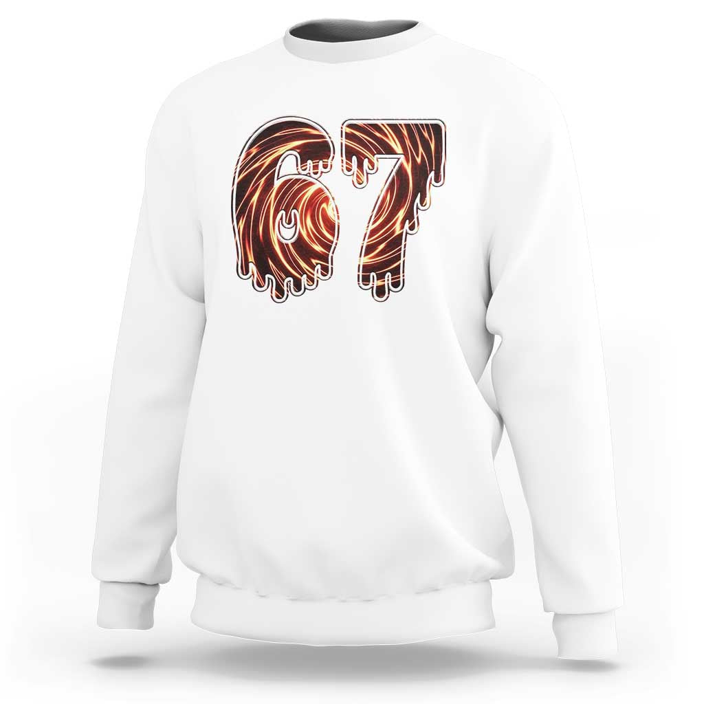 Fire Swirl Effect Printed Sweatshirt Six Seven Meme