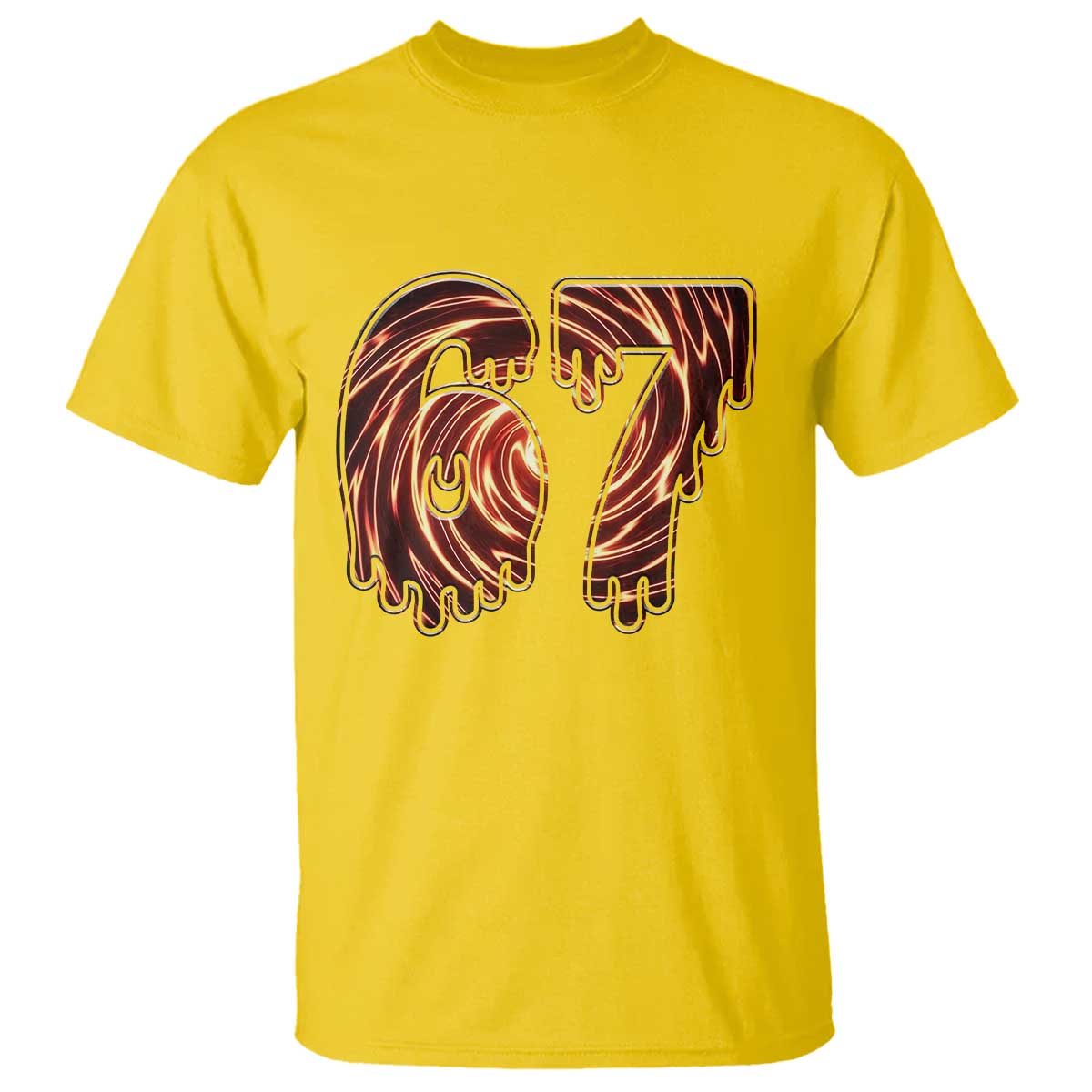 Fire Swirl Effect Printed T Shirt Six Seven Meme