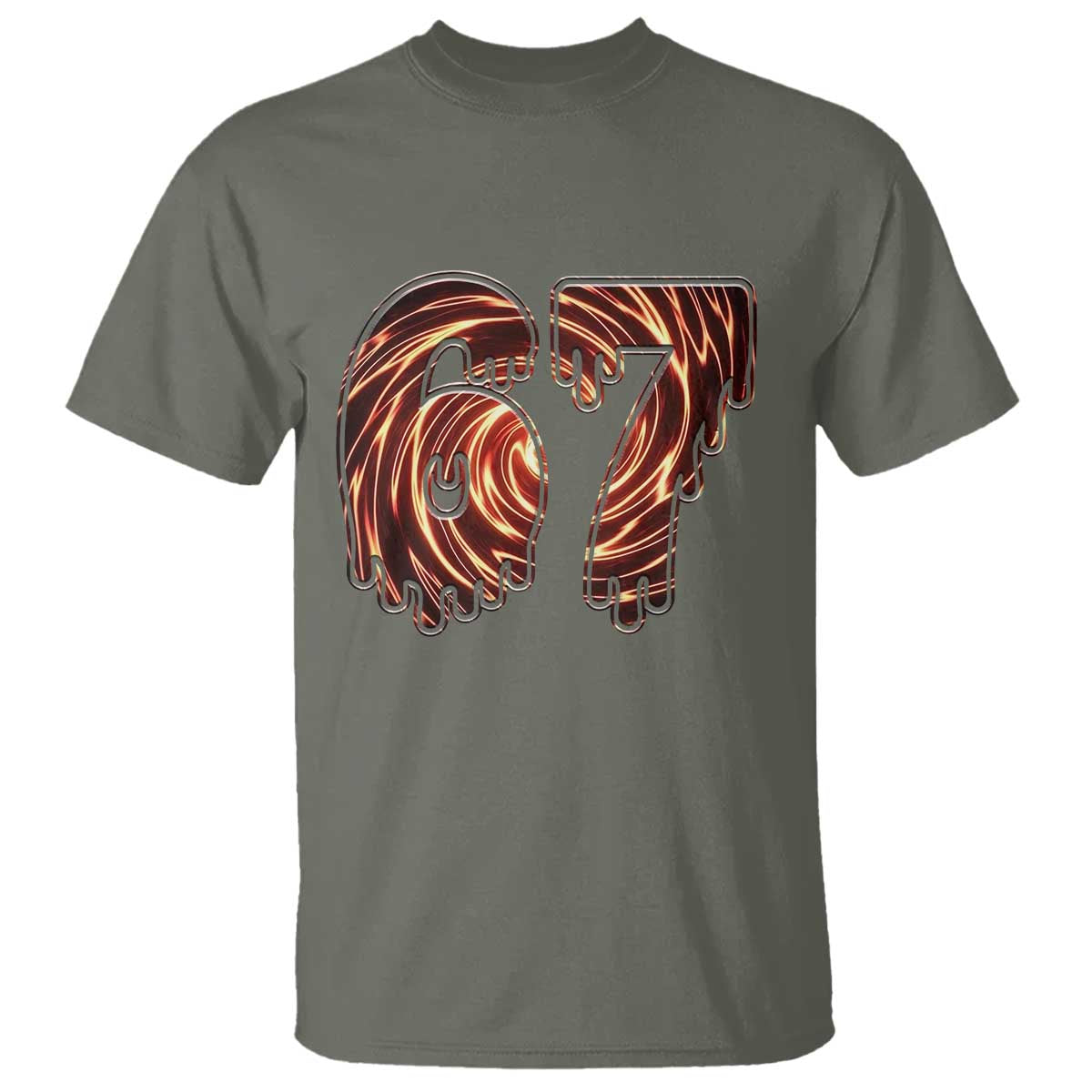 Fire Swirl Effect Printed T Shirt Six Seven Meme