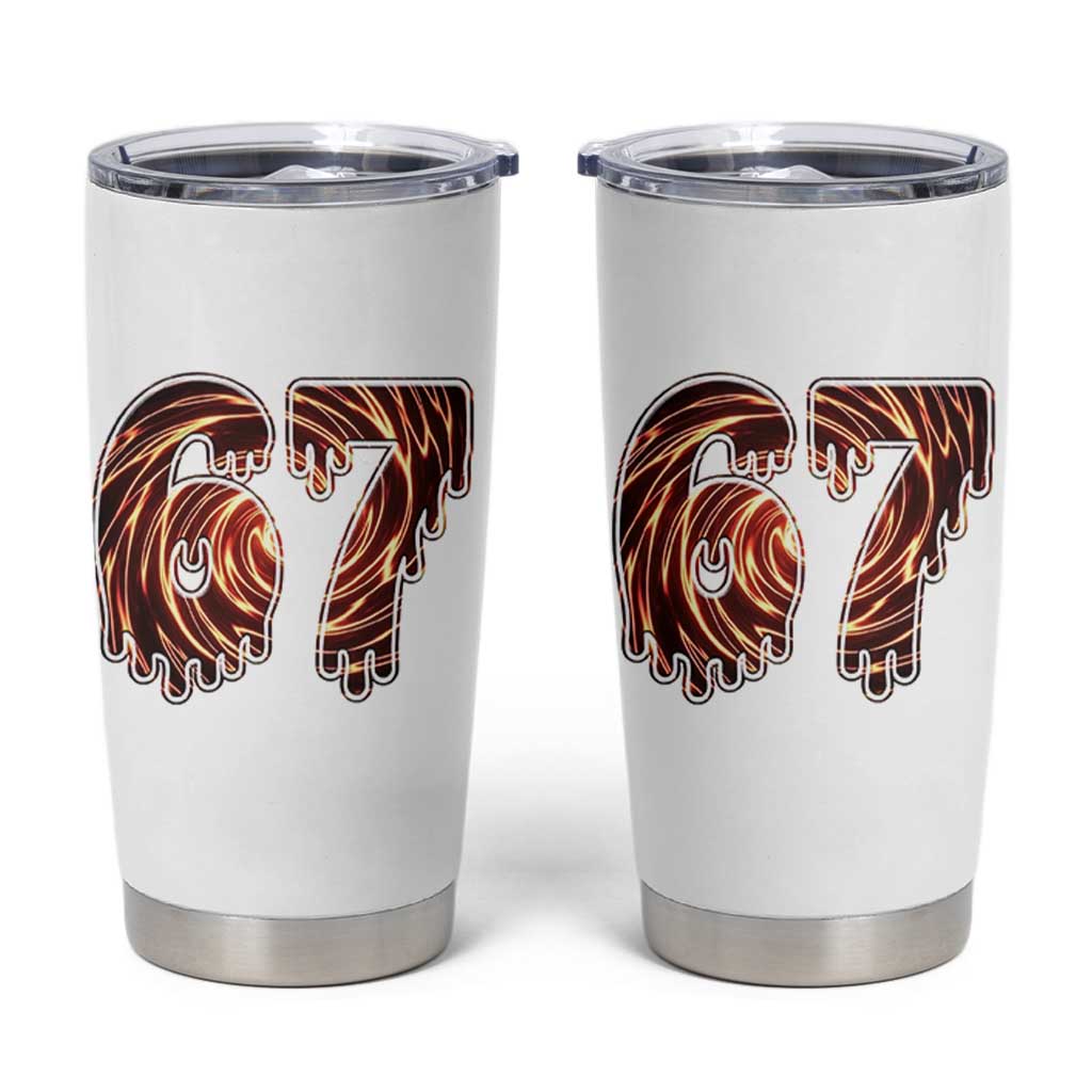 Fire Swirl Effect Printed Tumbler Cup Six Seven Meme