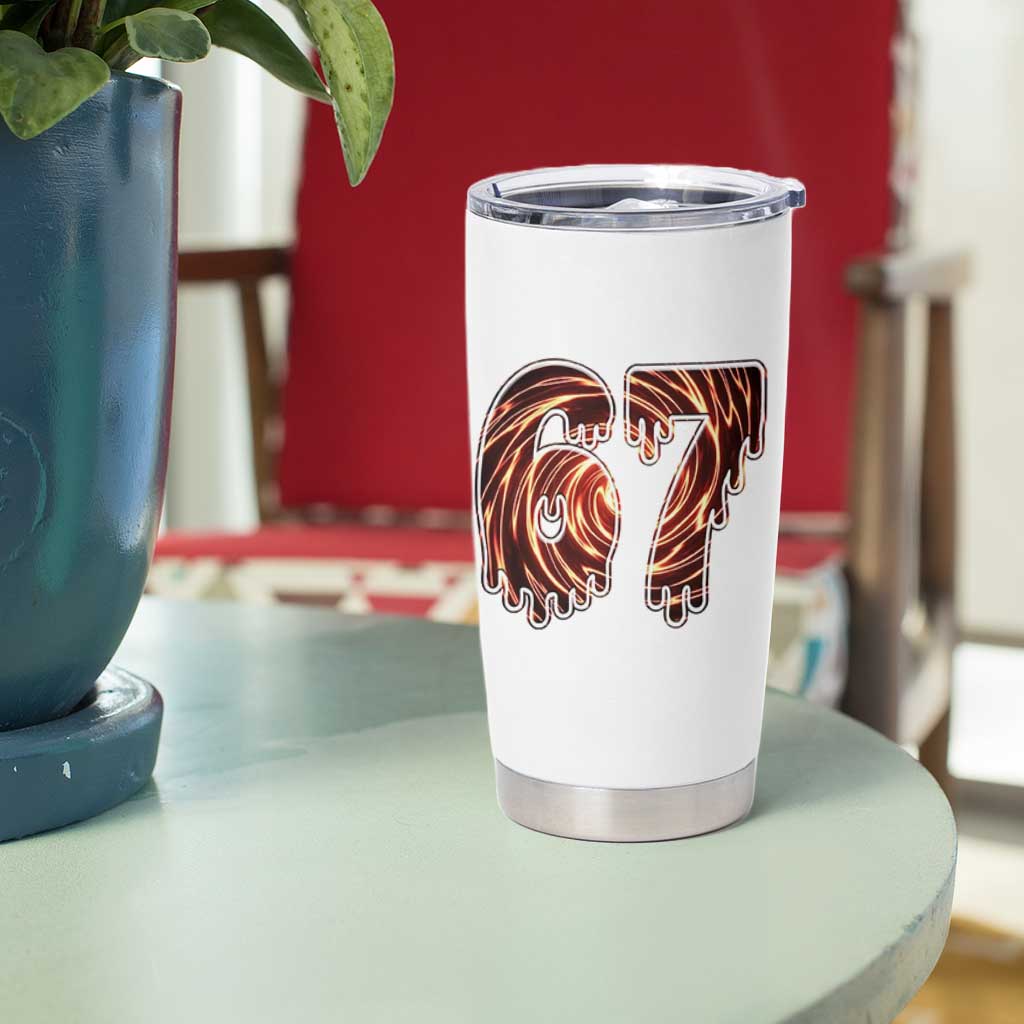 Fire Swirl Effect Printed Tumbler Cup Six Seven Meme