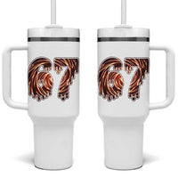 Fire Swirl Effect Printed Tumbler With Handle Six Seven Meme