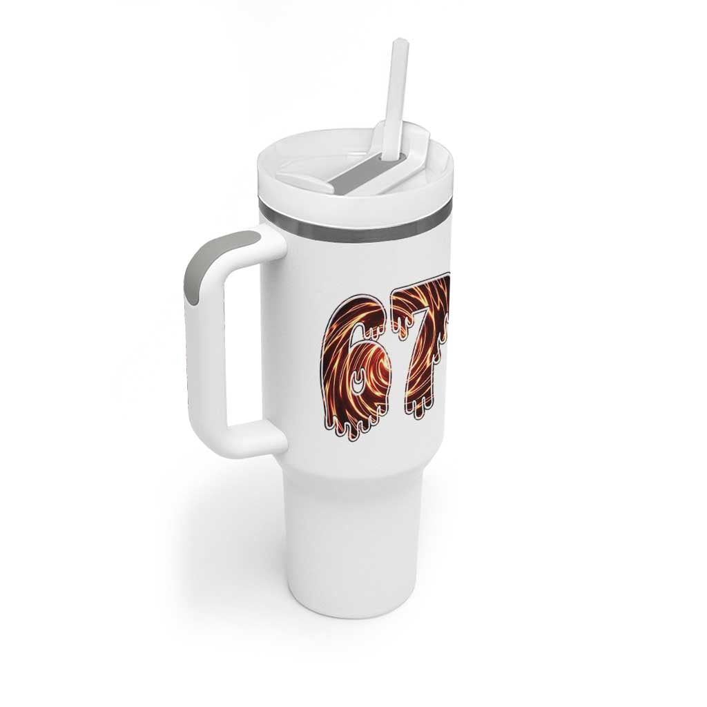 Fire Swirl Effect Printed Tumbler With Handle Six Seven Meme