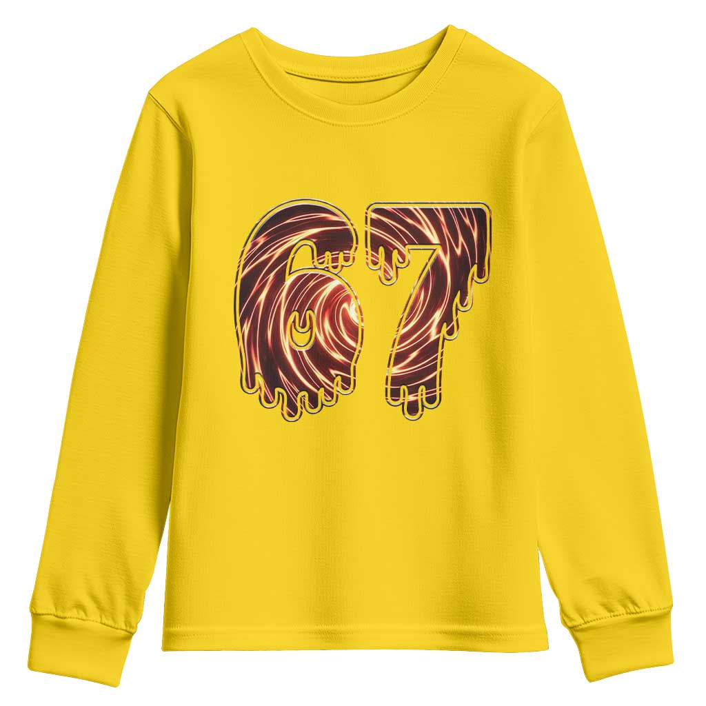 Fire Swirl Effect Printed Youth Sweatshirt Six Seven Meme
