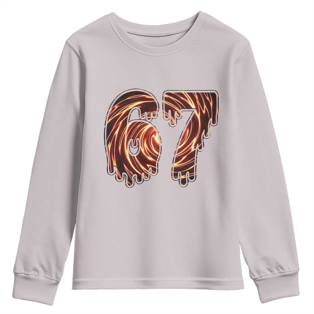 Fire Swirl Effect Printed Youth Sweatshirt Six Seven Meme