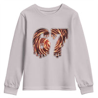 Fire Swirl Effect Printed Youth Sweatshirt Six Seven Meme