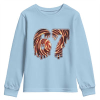 Fire Swirl Effect Printed Youth Sweatshirt Six Seven Meme
