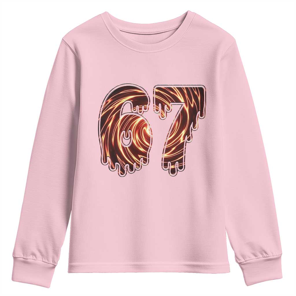 Fire Swirl Effect Printed Youth Sweatshirt Six Seven Meme