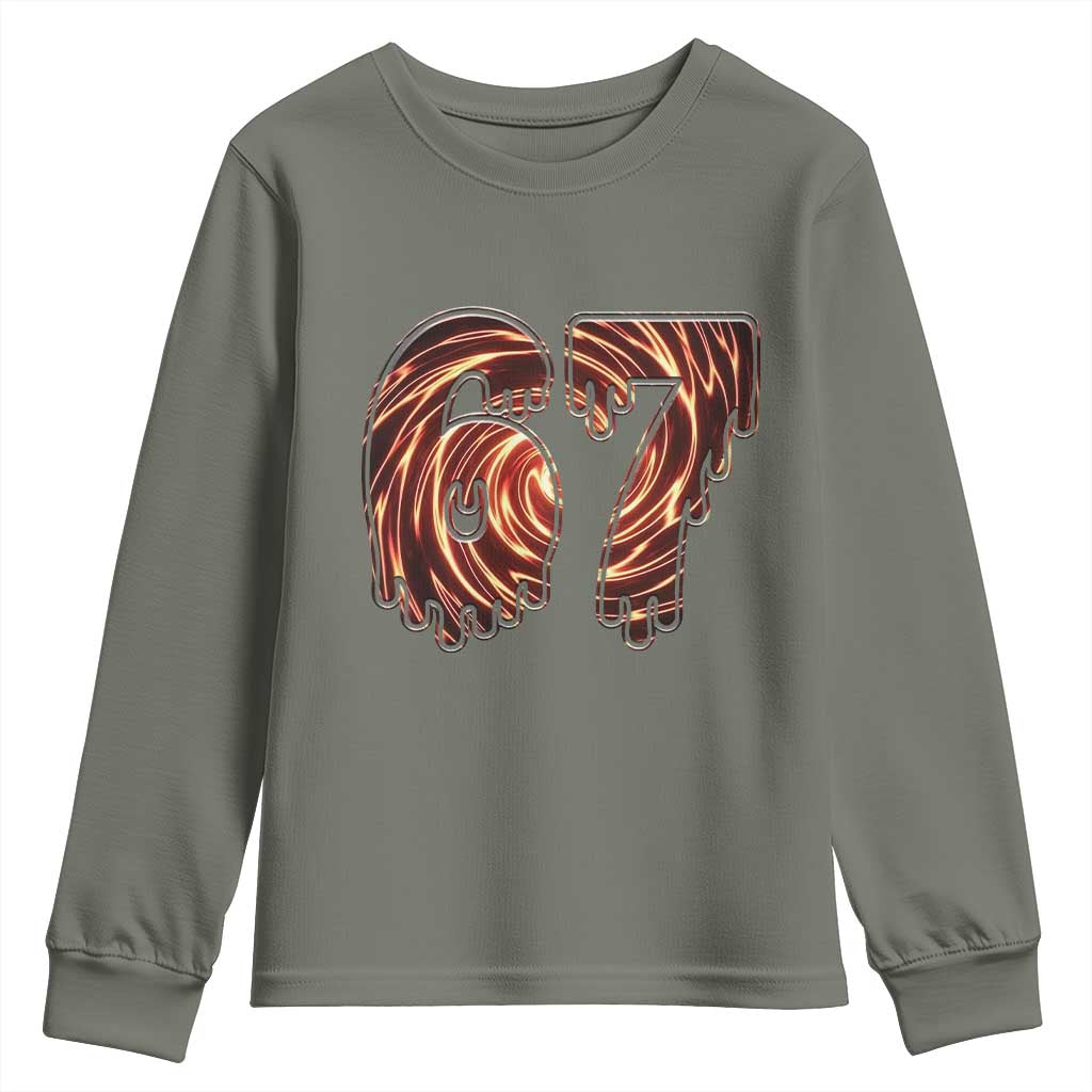 Fire Swirl Effect Printed Youth Sweatshirt Six Seven Meme