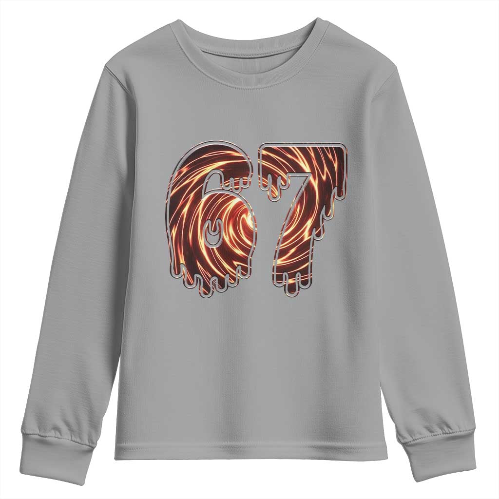Fire Swirl Effect Printed Youth Sweatshirt Six Seven Meme
