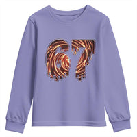 Fire Swirl Effect Printed Youth Sweatshirt Six Seven Meme