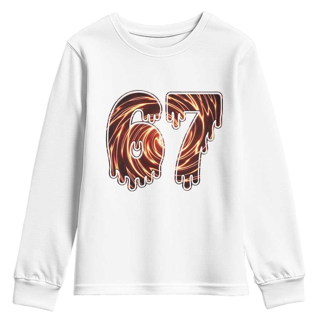 Fire Swirl Effect Printed Youth Sweatshirt Six Seven Meme