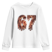 Fire Swirl Effect Printed Youth Sweatshirt Six Seven Meme