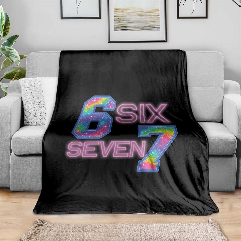 Colorful Neon Light Effect Throw Blanket Six Seven Meme