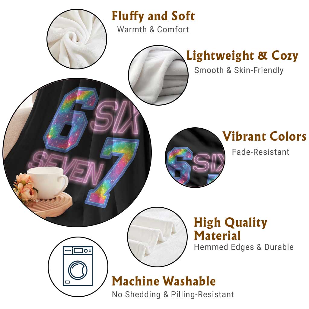 Colorful Neon Light Effect Throw Blanket Six Seven Meme