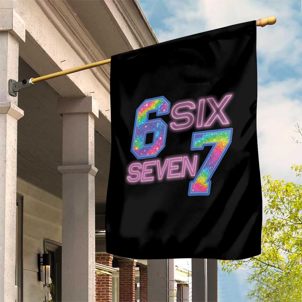 Colorful Neon Light Effect Garden Flag Six Seven Meme