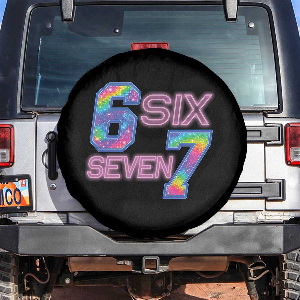 Colorful Neon Light Effect Spare Tire Cover Six Seven Meme