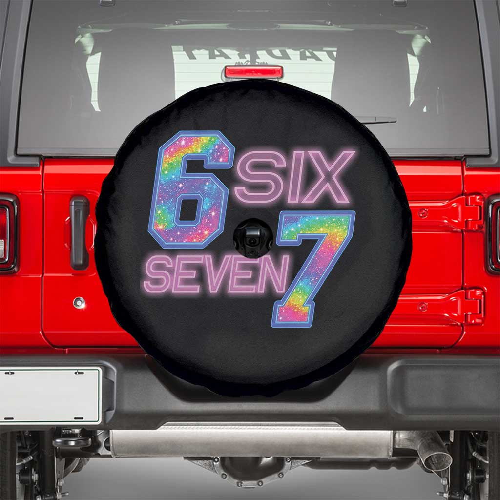 Colorful Neon Light Effect Spare Tire Cover Six Seven Meme