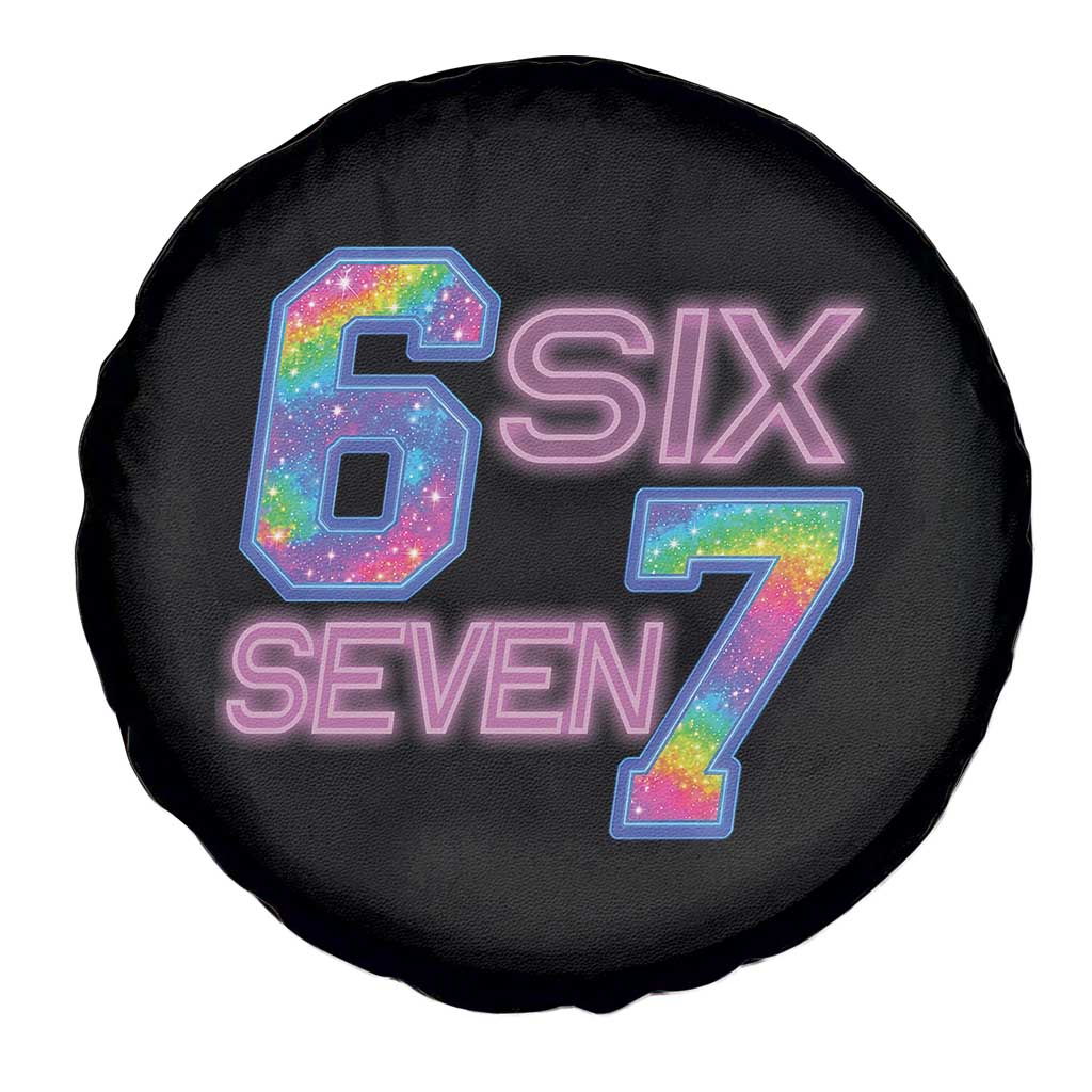 Colorful Neon Light Effect Spare Tire Cover Six Seven Meme