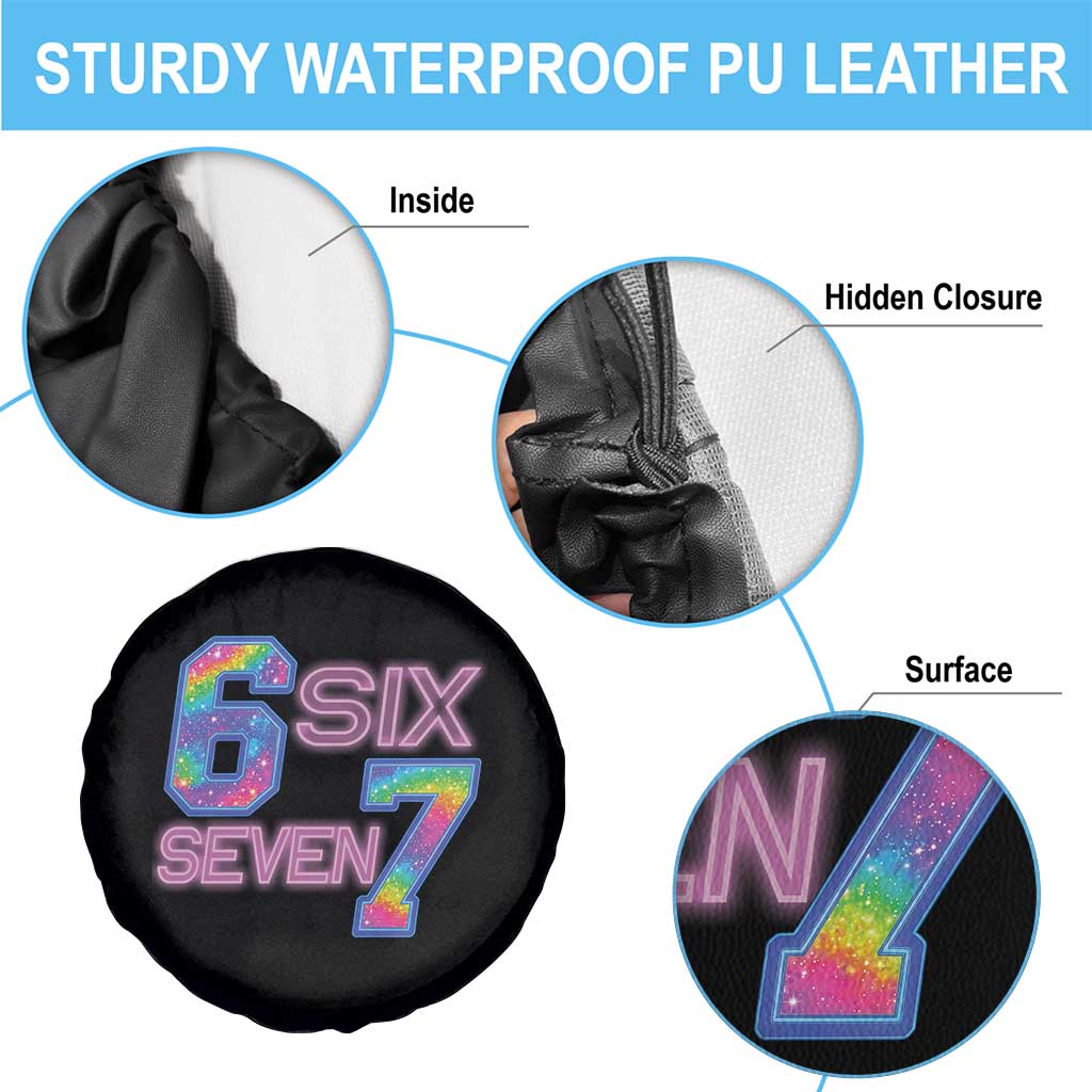 Colorful Neon Light Effect Spare Tire Cover Six Seven Meme