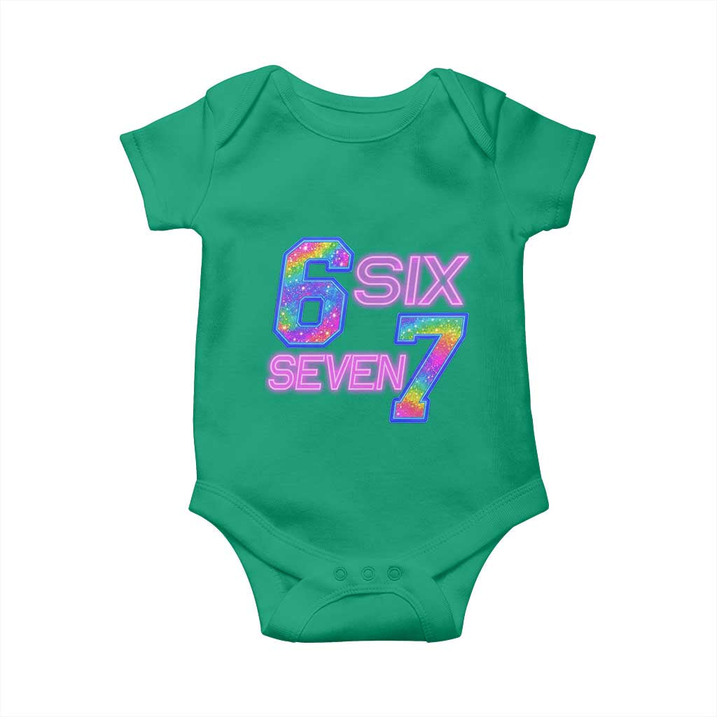 Colorful Neon Light Effect Baby Onesie Six Seven Meme