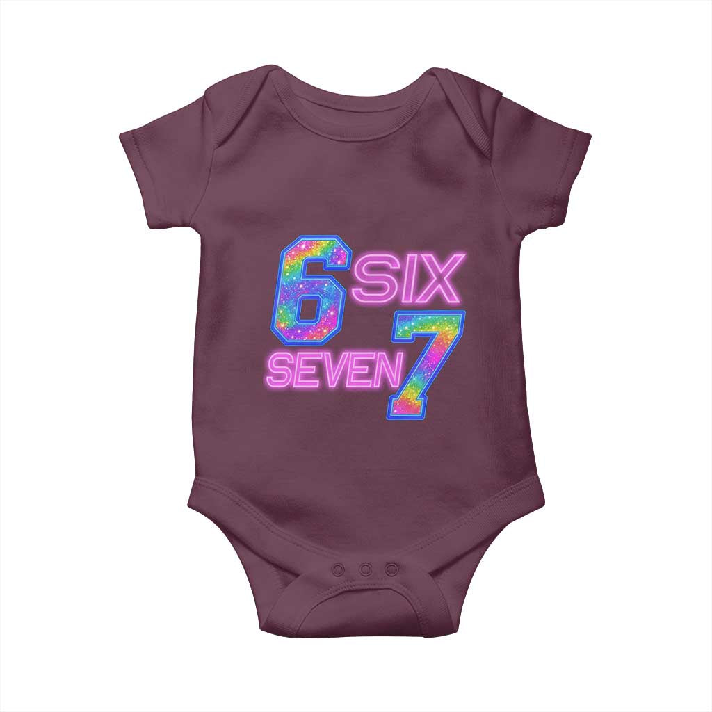 Colorful Neon Light Effect Baby Onesie Six Seven Meme