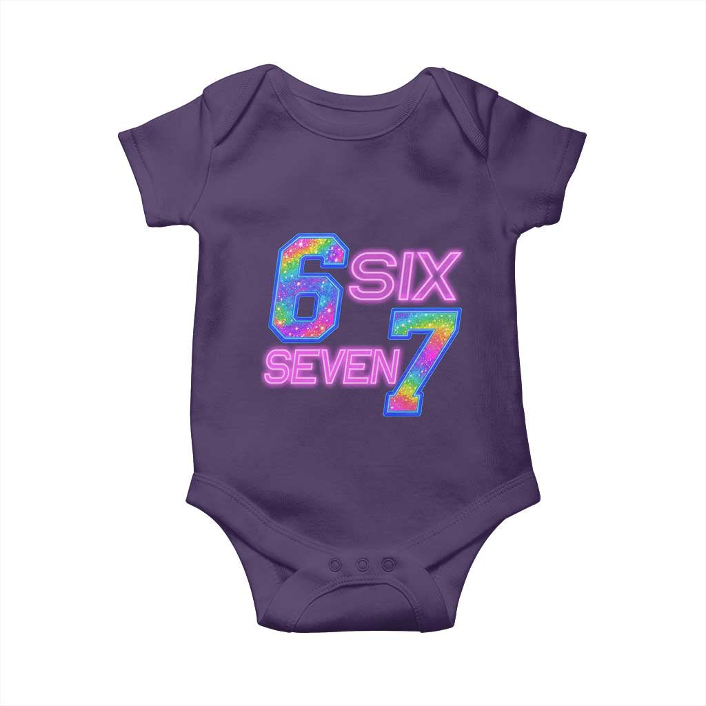 Colorful Neon Light Effect Baby Onesie Six Seven Meme