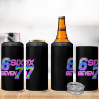 Colorful Neon Light Effect 4 in 1 Can Cooler Tumbler Six Seven Meme