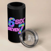 Colorful Neon Light Effect 4 in 1 Can Cooler Tumbler Six Seven Meme